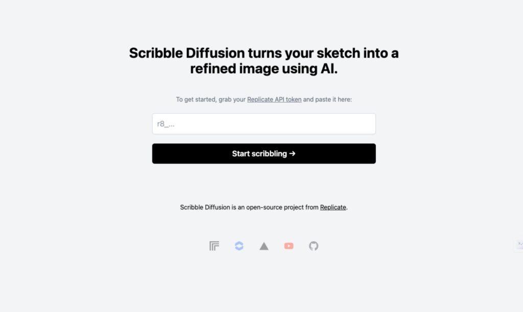 Immagine che rappresenta Scribble Diffusion, uno strumento AI open source per trasformare schizzi in immagini rifinite. Ideale per artisti digitali, designer e educatori, Scribble Diffusion utilizza intelligenza artificiale avanzata per convertire scarabocchi in opere d'arte dettagliate, semplificando il processo creativo e rendendo l'arte digitale accessibile a tutti.